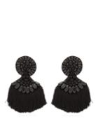 Matchesfashion.com Etro - Crystal Embellished Fringed Clip On Earrings - Womens - Black