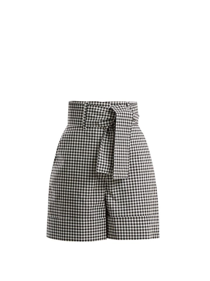 Sara Battaglia Vichy Gingham Cotton Shorts