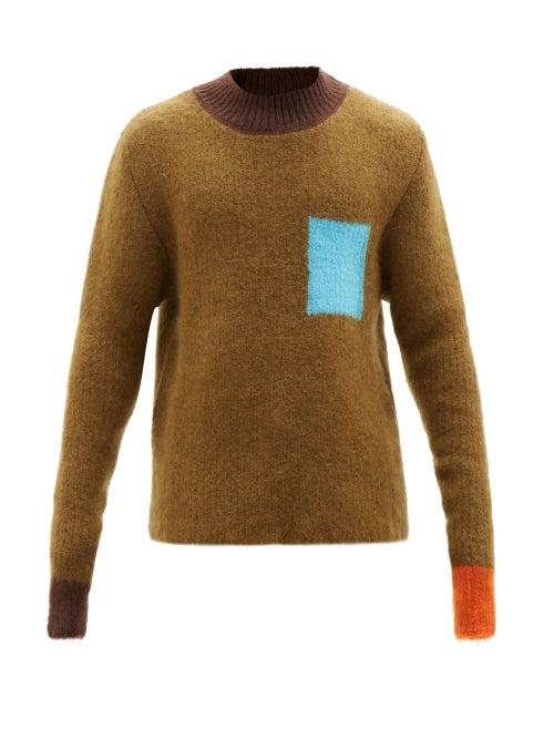 Jacquemus - Contast-panel Knit Sweater - Mens - Green