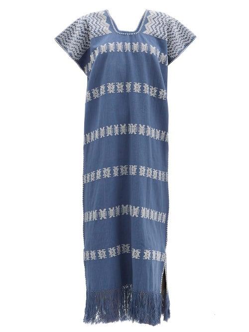 Matchesfashion.com Pippa Holt - No. 224 Embroidered Cotton Kaftan - Womens - Blue Print