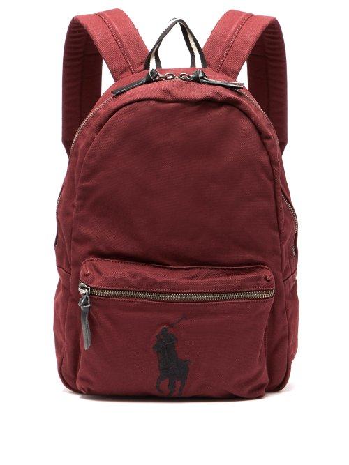Matchesfashion.com Polo Ralph Lauren - Logo Embroidered Canvas Backpack - Mens - Red