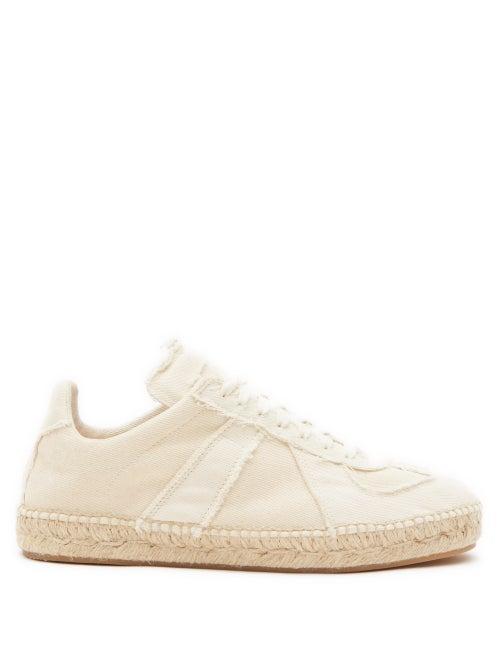Maison Margiela - Replica Frayed-canvas Trainers - Womens - Beige
