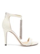 Matchesfashion.com Jimmy Choo - Viola 100 Crystal-tassel Leather Sandals - Womens - Cream