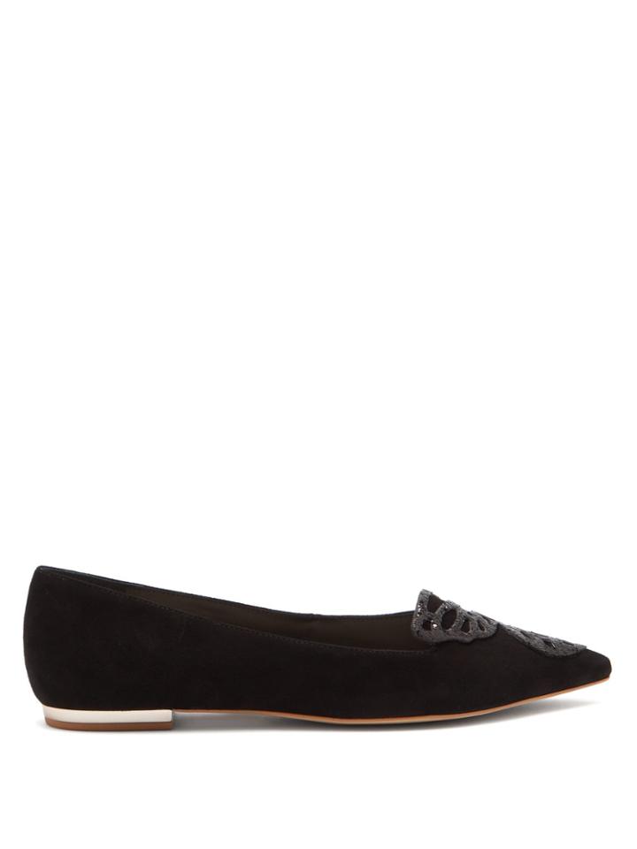 Sophia Webster Bibi Butterfly Suede Point-toe Flats