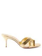 Christian Louboutin - Simply Me Metallic-leather Mules - Womens - Gold