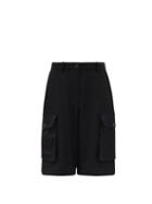 Matchesfashion.com Jw Anderson - Patch-pocket Wool-twill Wide-leg Shorts - Womens - Black