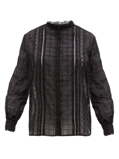 Matchesfashion.com Officine Gnrale - Jenny Broderie-anglaise Cotton-blend Shirt - Womens - Black