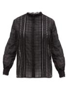 Matchesfashion.com Officine Gnrale - Jenny Broderie-anglaise Cotton-blend Shirt - Womens - Black