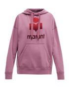 Matchesfashion.com Isabel Marant Toile - Mansel Flocked-logo Cotton-blend Hooded Sweatshirt - Womens - Pink