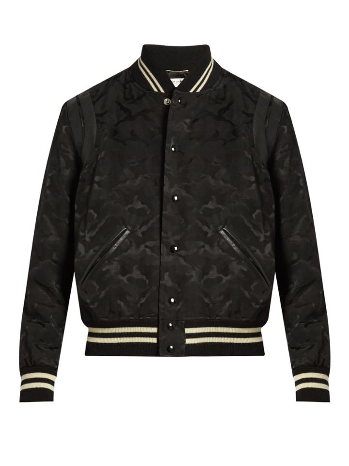 Saint Laurent Camouflage-jacquard Cotton-blend Bomber Jacket