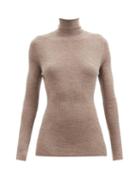 Raey - Roll-neck Fine-rib Merino Wool Sweater - Womens - Light Brown