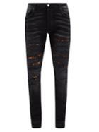 Amiri - Thrasher Leopard-print Distressed Skinny-leg Jeans - Mens - Black Multi