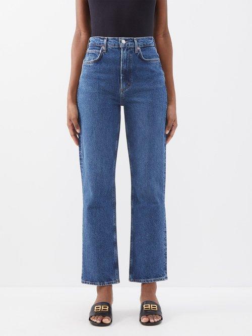 Agolde - High-rise Stovepipe Jeans - Womens - Dark Blue