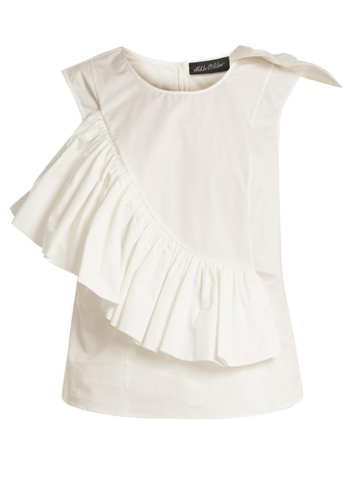 Anna October Crew-neck Ruffle-trimmed Sleeveless Cotton Top