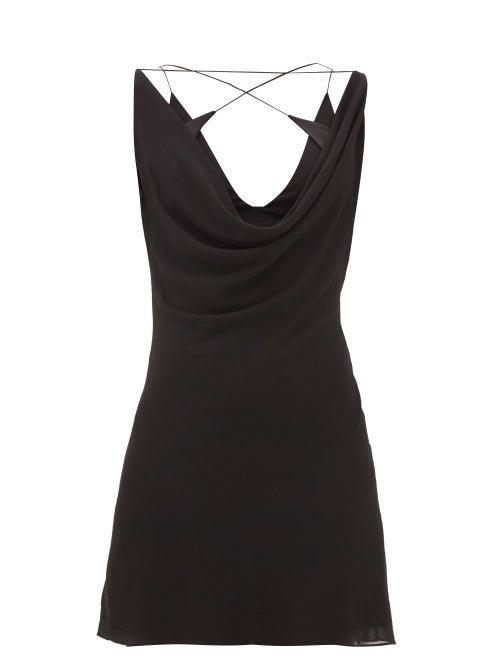 16arlington - Kelli Layered Cowl-neck Crepe Mini Dress - Womens - Black