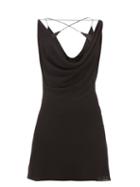 16arlington - Kelli Layered Cowl-neck Crepe Mini Dress - Womens - Black