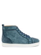 Matchesfashion.com Christian Louboutin - Lou Spikes High-top Suede Studded Trainers - Mens - Blue