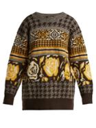 Matchesfashion.com Junya Watanabe - Jacquard Knit Wool Blend Sweater - Womens - Brown Multi