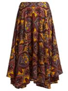 Etro Gypsum Paisley-print Wool-blend Skirt