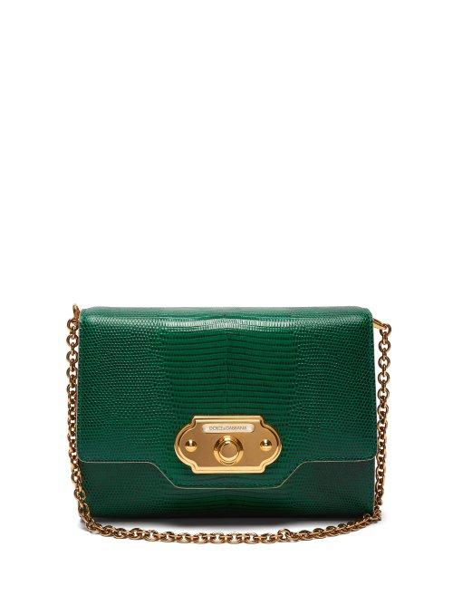 Matchesfashion.com Dolce & Gabbana - Welcome Iguana Effect Leather Clutch - Womens - Green