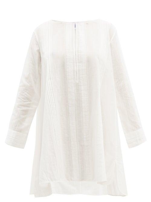 Matchesfashion.com Thierry Colson - Samia Pintuck Cotton Mini Dress - Womens - White