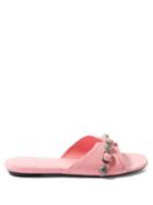 Balenciaga - Cagole Buckled Leather Slides - Womens - Pink