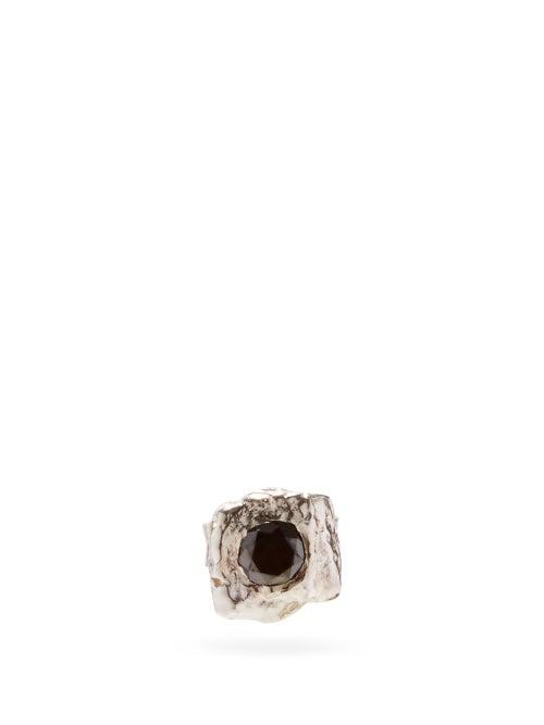 Matchesfashion.com Pearls Before Swine - Black Diamond & Sterling Silver-single Earring - Mens - Black Silver