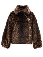 Matchesfashion.com Shrimps - Olga Crystal-button Faux-fur Jacket - Womens - Leopard