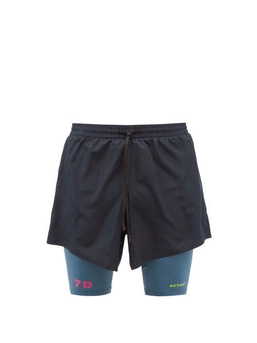7 Days Active - Agassi Two-in-one Running Shorts - Mens - Blue Multi