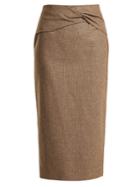 Rochas Knotted High-rise Wool-blend Pencil Skirt