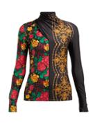 Matchesfashion.com Toga - Floral Print Crossover High Neck Top - Womens - Black Print