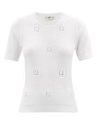 Ladies Rtw Fendi - Ff-logo Embroidered Cotton Top - Womens - White