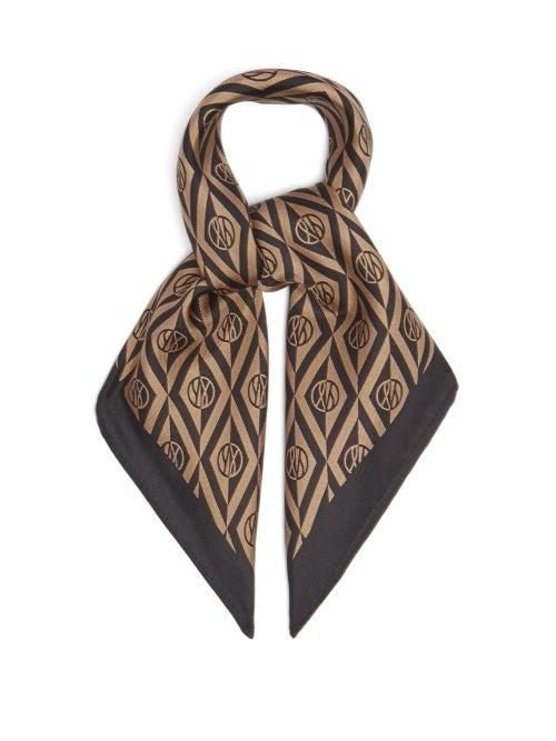 Matchesfashion.com Lescarf - No.30 Monogram-print Silk Scarf - Womens - Black Multi