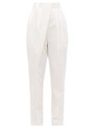 Matchesfashion.com Proenza Schouler - Draped-front Pleated Crepe Trousers - Womens - Ivory