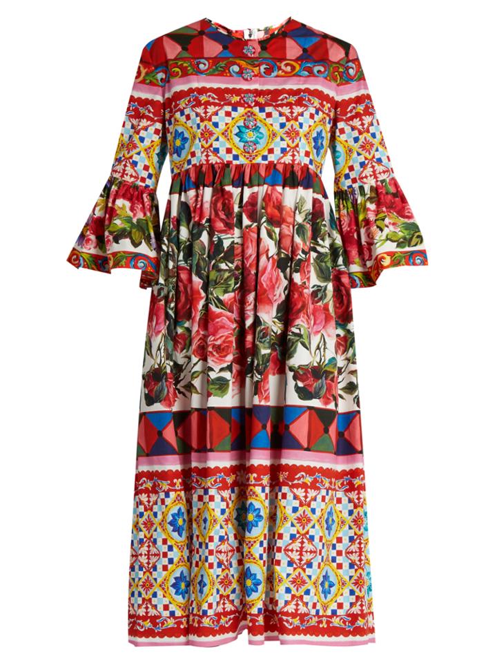 Dolce & Gabbana Carretto-print Cotton Midi Dress
