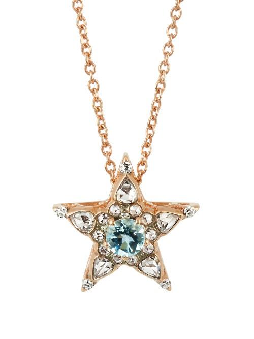 Selim Mouzannar Diamond, Aquamarine & Pink-gold Istanbul Necklace