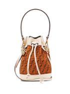 Matchesfashion.com Fendi - Mon Tresor Mini Ff-logo Leather Bucket Bag - Womens - Tan White