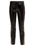 Matchesfashion.com Frame - Patent Leather Cropped Trousers - Womens - Black