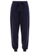 Matchesfashion.com Allude - Drawstring Waist Wool Blend Knitted Track Pants - Womens - Navy