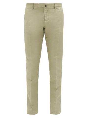 Matchesfashion.com Incotex - Chinolino Tailored Linen-blend Chino Trousers - Mens - Green