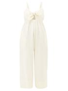 Matchesfashion.com Loup Charmant - Triton Tie-front Crinkle-cotton Jumpsuit - Womens - Cream