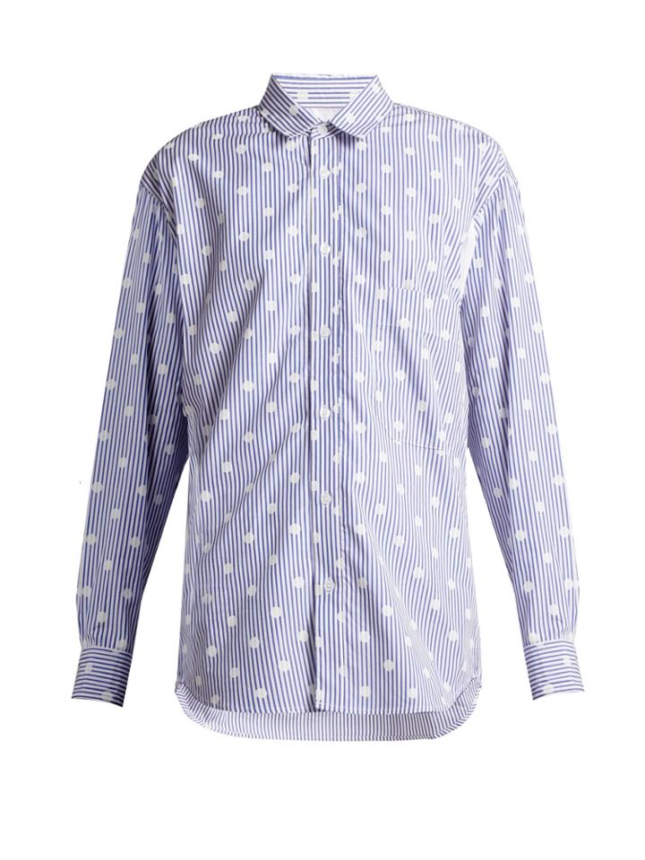 La Fetiche Nico Polka-dot Printed Striped Cotton Shirt
