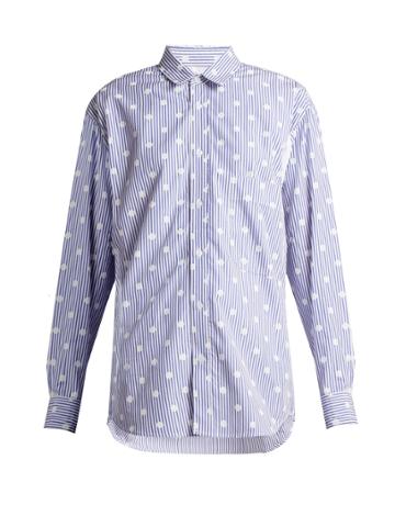 La Fetiche Nico Polka-dot Printed Striped Cotton Shirt