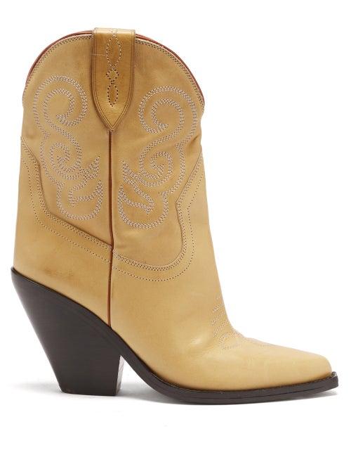 Isabel Marant - Legan Leather Western Boots - Womens - Beige