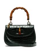 Matchesfashion.com Gucci - Bamboo Handle Crocodile Leather Bag - Womens - Green