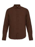 Matchesfashion.com Once Milano - Crushed Linen Shirt - Mens - Brown