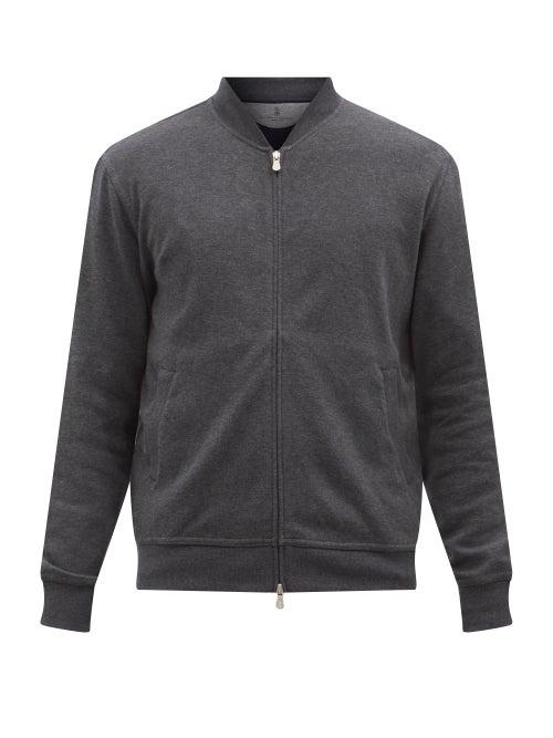 Brunello Cucinelli - Cotton-blend Jersey Sweatshirt - Mens - Dark Grey