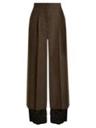 Maison Margiela Contrast-hem Wide-leg Wool-tweed Trousers