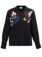 Matchesfashion.com Noma T.d. - Floral-embroidered Twill Shirt - Mens - Black