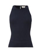 Matchesfashion.com Alexander Mcqueen - Round-neck Ottoman Tank Top - Womens - Navy